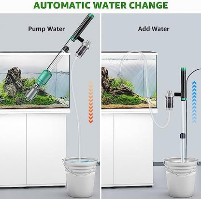 Electric Aquarium Vacuum Gravel Cleaner: 24W Fish Tank Vacuum Gravel Cleaner with Strong Suction for Automatic Water Change Algae Remover Sand Wash Water Shower and Water Circulation, Timed Off - Image 6