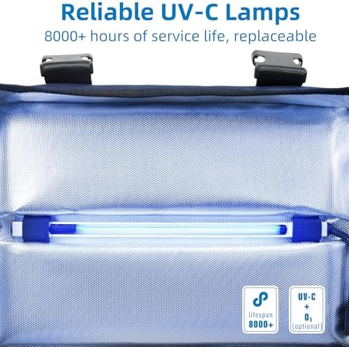Top view of portable UV sanitizer box with viewing window