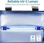 Top view of portable UV sanitizer box with viewing window