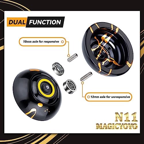MAGICYOYO N11 aluminum alloy yoyo ball being used with the professional three finger glove