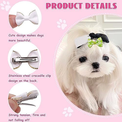 Wide variety of Yaka pet hair bows arranged for display