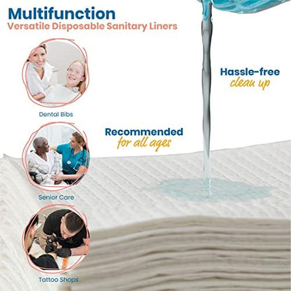 Detailed view of fluid resistant plastic backing on sanitary liner