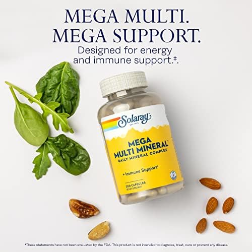 Solaray dietary supplement bottle displaying nutritional facts and iron free mineral ingredients list.