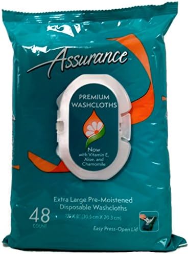 Assurance extra large cleansing wipes with press-open lid