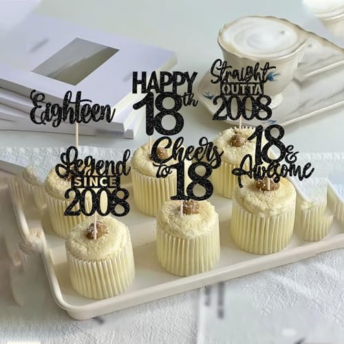 Single sided black glitter birthday treat decorations showcasing smooth edges and white backing.
