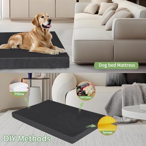 LWFCOEE washable dog bed cover unzipped demonstrating the spacious interior for DIY clothes filling.