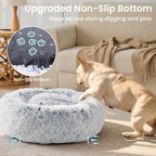 JOLLYVOGUE Small Dog Bed, Calming Dog Beds for Small Dogs & Indoor Cats - 20 Inches Donut Washable Cat Bed for Kittens & Puppies, Round Fluffy Plush Faux Fur Pet Beds(Smoke Grey) - Image 6