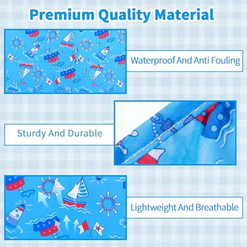 Full coverage perspective of the child hair cutting gown protecting clothes