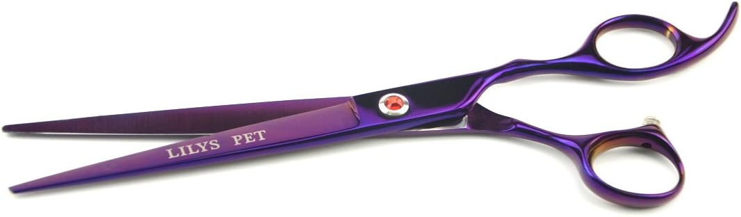 Three piece titanium coated grooming scissors for pets