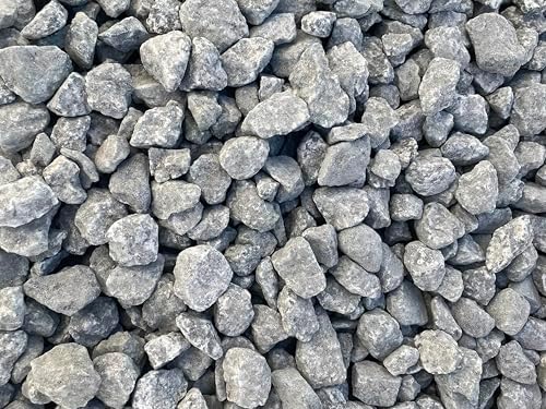 Close up view of natural bluish gray 3/4 inch granite gravel stones