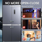 Child proof freezer latch installed on refrigerator