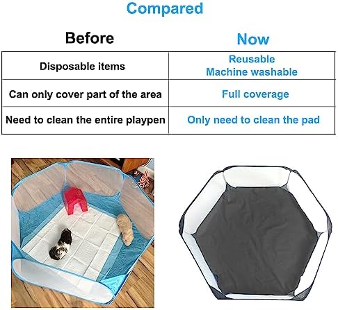 Amakunft Waterproof Hexagon Playpen Mat Washable Pee Pad Fit with Small Animal Playpen (42.5in x 41in) Reusable Pet Bedding Liner for Guinea Pig, Rabbit, Hamster, Chinchilla, Hedgehog Indoor/Outdoor - Image 6