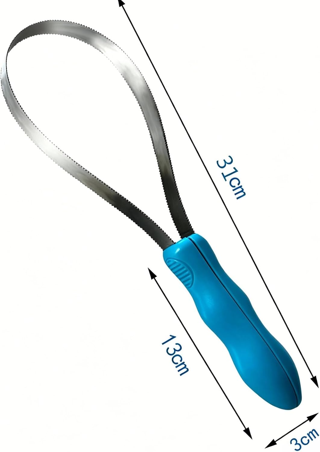 Close up of stainless steel shedding blade teeth