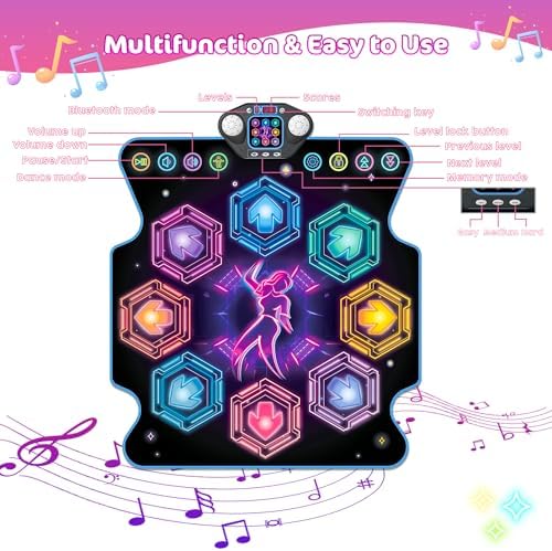 Ã£â‚¬ÂUpgradedÃ£â‚¬â€˜ Dance Mat Toys for 3-12 Year Old Girls Boys, Electronic Light-up Dance Pad with Wireless Bluetooth 8-Buttons 9 Levels, Dancing Mat for Kids Music Game Xmas Birthday Gifts Toddler - Image 7