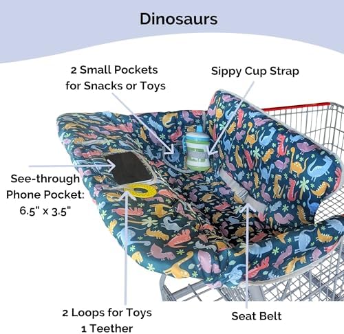 Suessie baby cart cover showing clear phone pocket and toy loops close up