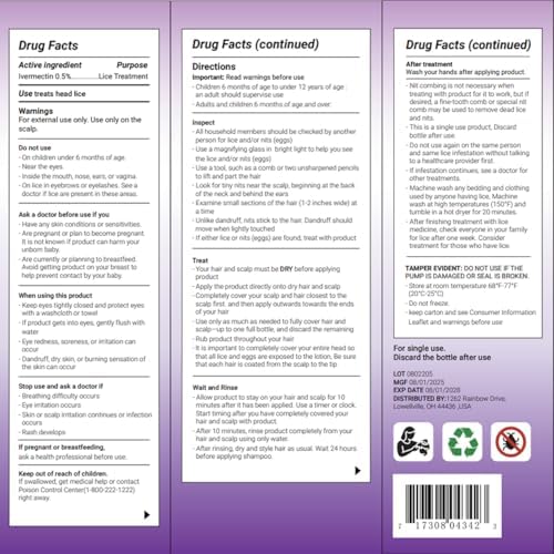 Top view of Taro Ivermectin Lice Treatment 4 Fluid Ounce