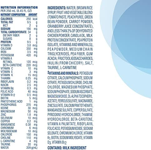 Compleat pediatric unflavored real food ingredient liquid carton nutritional label