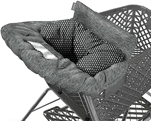 Summer Infant cushy high chair cover attached to a restaurant high chair with the removable bolster positioner inside.
