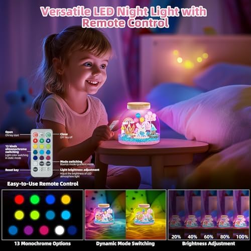 Close up of the wireless remote control showing the thirteen color options and brightness settings for the LED base.