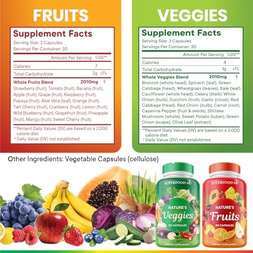 Superfood MD daily whole food natural superfoods capsules for health support.