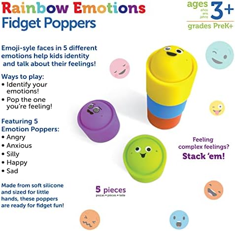 Authentic USA imported Learning Resources Rainbow Emotion Fidget Poppers five-piece product packaging overview