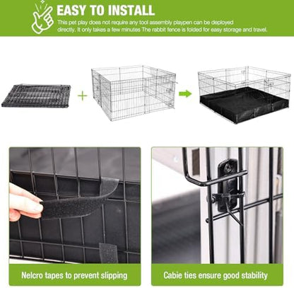 GUTINNEEN Rabbit Pet Playpen Guinea Pig Cage with Waterproof PVC Bottom Liner, Triple Fixing Cage for Rabbit, Guinea Pigs, Bunny, Hedgehog, Small Animal Indoor Playpen, 48''L x 48''W x 24''H - Image 5