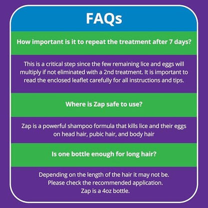 Authentic USA imported Zap lice killing shampoo for Indian consumers