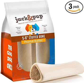 Jack & Pup large filled dog bones in peanut butter flavor