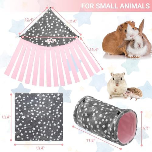 Guinea Pig Hideout, 3 Pack Soft Fleece Small Animal Tunnel Tube & Mat & Corner Hideout Cage Accessories for Guinea Pigs, Rabbit, Ferret, Chinchilla, Hedgehogs - Image 3