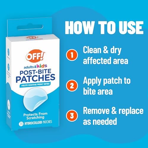 Back label of OFF! post-bite soothing patches detailing ingredients and directions for use.
