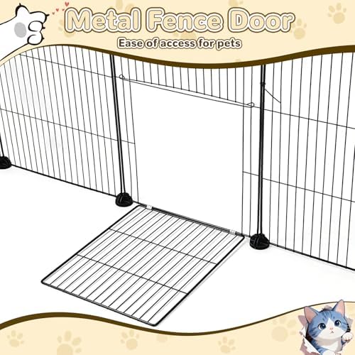 PETKNOWS 21 Panels Small Animal Playpen, Guinea Pig Cages with Doors and Waterproof Mat Pet Playpen for Rabbits Guinea Pigs Hamsters, Chicken Hedgehogs Indoor Outdoor Portable Metal Wire Yard Fence - Image 6