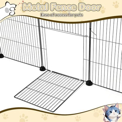 PETKNOWS 21 Panels Small Animal Playpen, Guinea Pig Cages with Doors and Waterproof Mat Pet Playpen for Rabbits Guinea Pigs Hamsters, Chicken Hedgehogs Indoor Outdoor Portable Metal Wire Yard Fence - Image 6