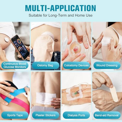 Latex-free and alcohol-free medical wipes for painless adhesive removal.