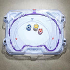 Three player Beyblade X battle arena setup