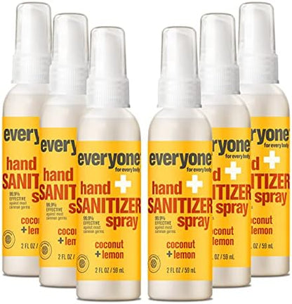 Everyone Hand Sanitizer Spray, 2 Ounce (Pack of 6), Coconut and Lemon, Made with Sugarcane Derived Alcohol with Essential Oils, 99% Effective Against Germs and TSA friendly - Image 1
