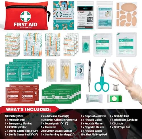 General Medi 110 piece small medical kit contents layout