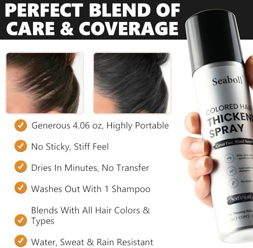 Model using Seaboll root touch up spray on hairline