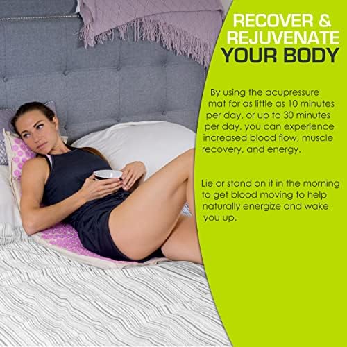 User lying on ProsourceFit spike mat for back pain management and relaxation.