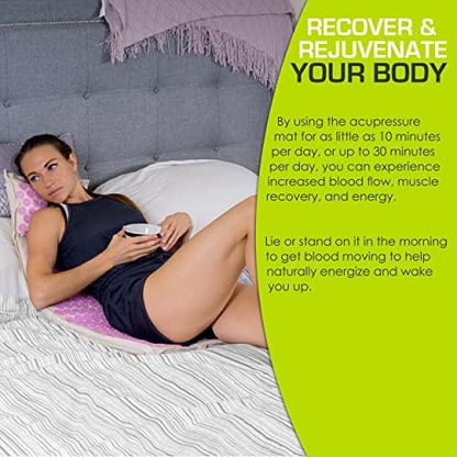 User lying on ProsourceFit spike mat for back pain management and relaxation.