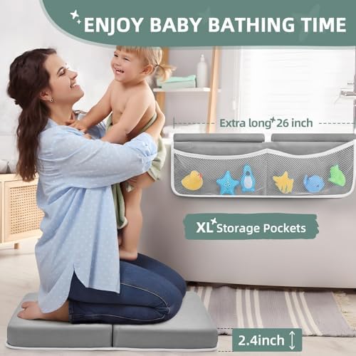 IFNOW cushioned bath kneeling pad showing thick memory foam layer for parent knee support