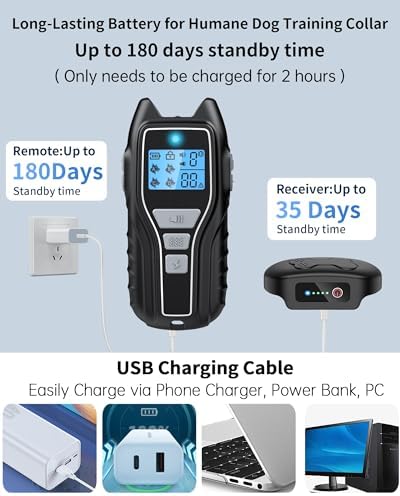 Two-in-one USB charging cable connected to both the remote transmitter and electronic dog collar simultaneously.