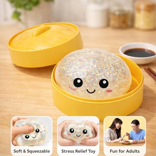Top down view of glitter dumpling squishy