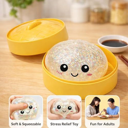 Top down view of glitter dumpling squishy