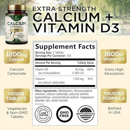 Nature's Nutrition Calcium 240 tablets bottle label detail