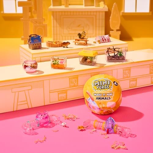 MGA's Miniverse Make It Mini Animals Series 2 unboxed contents showing a miniature animal figure and crafting accessories