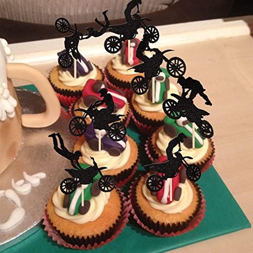 Assorted motorcycle stunt designs for themed event cupcake styling