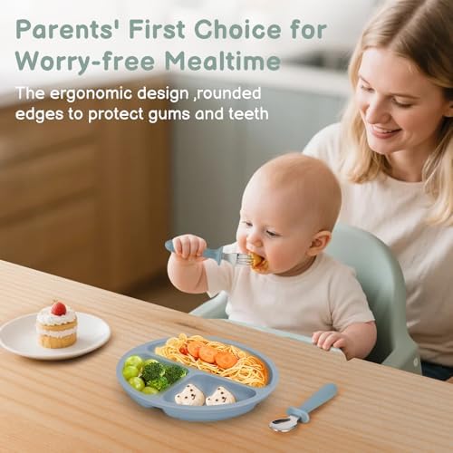 Side profile of Eascrozn toddler utensils highlighting the safety shield barrier
