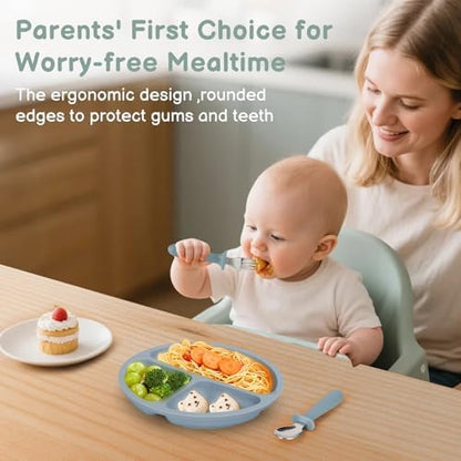 Side profile of Eascrozn toddler utensils highlighting the safety shield barrier