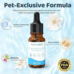 Pawimood pet conditioning essence being sprayed as a fine mist for dog grooming.