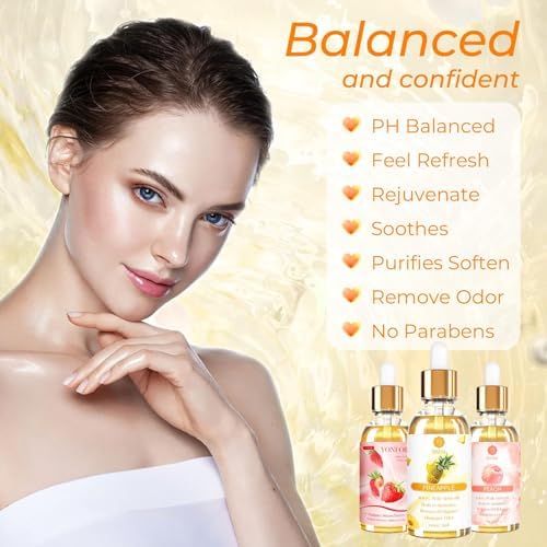 Strawberry Pineapple and Peach scented feminine essential oils for pH balance
